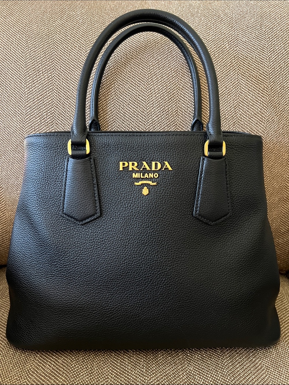 Prada Black Leather Top-Handle Bag